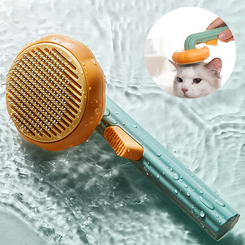 Handheld Cat Brush Self-Cleaning Steel Comb for Hair Removal