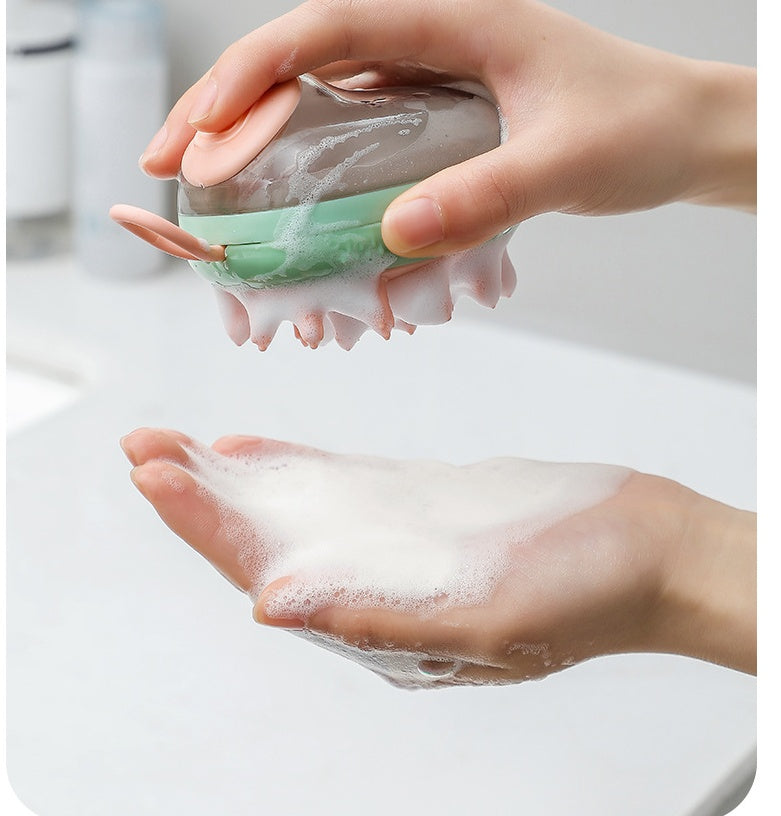 2-in-1 Pet Bath Brush with Soap Dispenser for Grooming